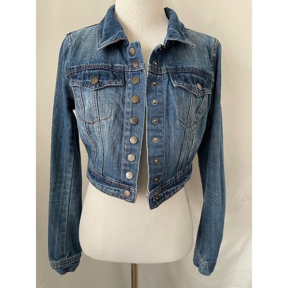 Ci Sono Jackets & Blazers - Ci Sono Medium Wash Snap Front Crop Denim Jacket
